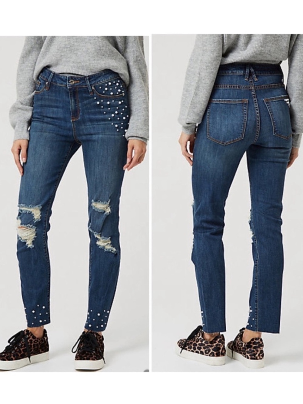 Pearls Embellished Jeans 
Regular Rise
Size: US 8